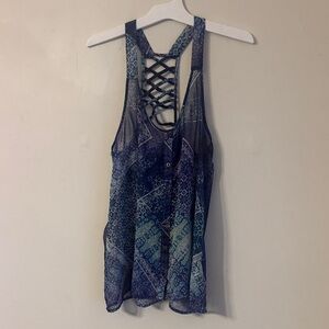 Maurices Blue and Green Patterned Tank Top